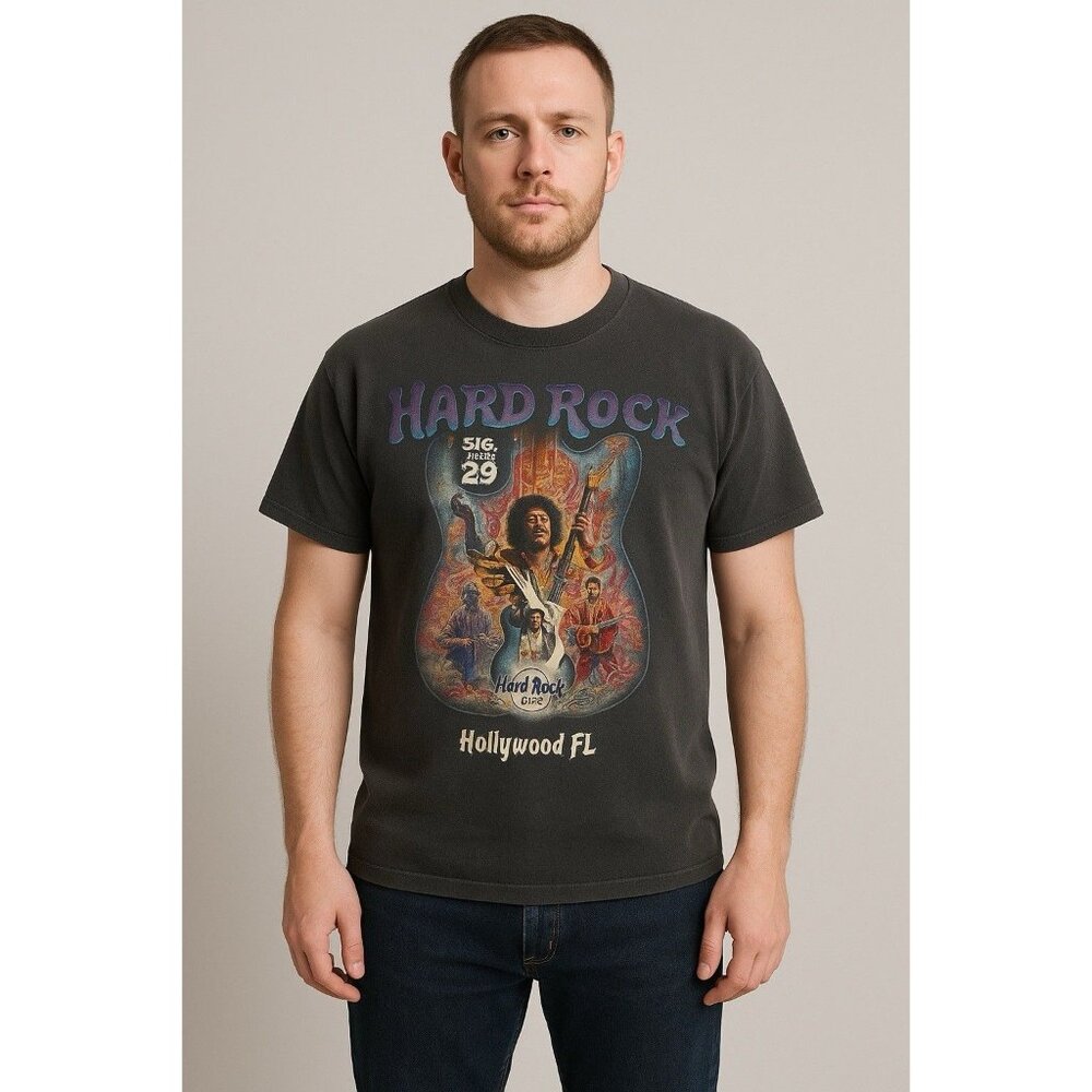 HARD ROCK CAFE T -Shirt SZ XL Hollywood, FL Jimi Hendrix Soft Streetwear Rock‎